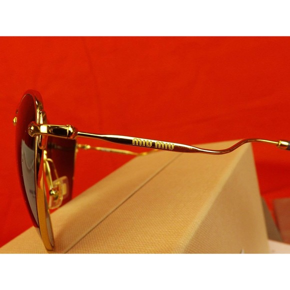 MIU MIU PRADA SMU55R CAT EYES SCENIQUE GOLD LILAC METAL LOGO FRAME SUNGLASSES - Picture 4 of 12